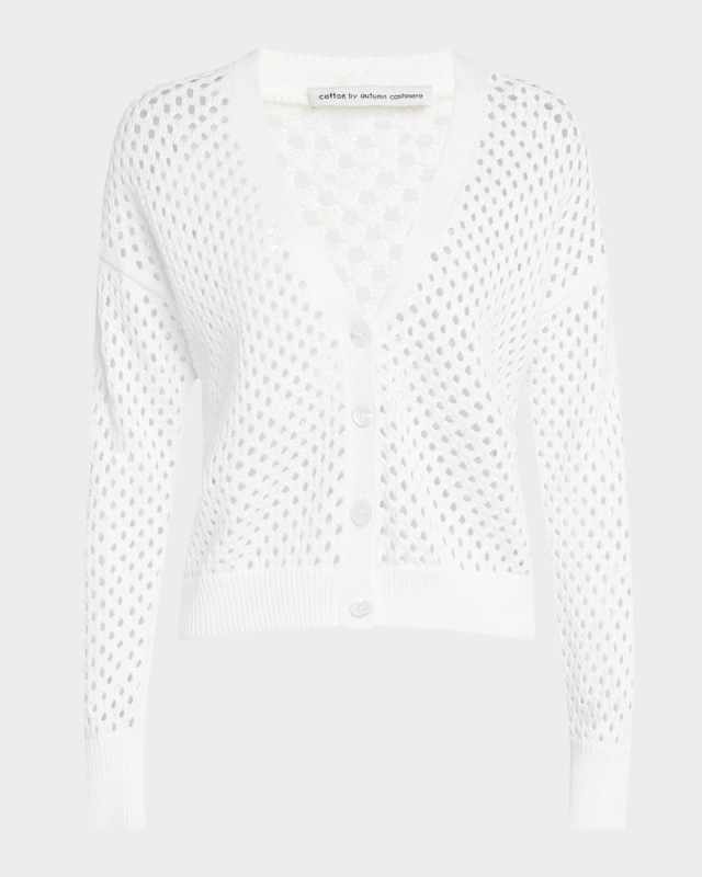 Button-Down Mesh Knit Cardigan